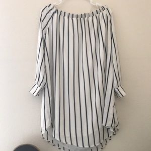 Black and white striped dress